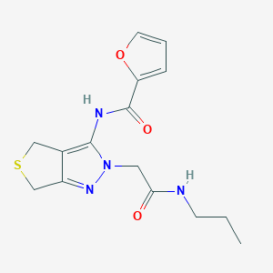 molecular formula C15H18N4O3S B2710665 N-{2-[(propylcarbamoyl)methyl]-2H,4H,6H-thieno[3,4-c]pyrazol-3-yl}furan-2-carboxamide CAS No. 1105246-59-0