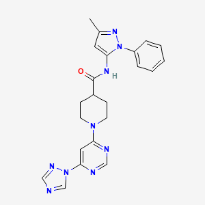 molecular formula C22H23N9O B2710670 N-(3-methyl-1-phenyl-1H-pyrazol-5-yl)-1-[6-(1H-1,2,4-triazol-1-yl)pyrimidin-4-yl]piperidine-4-carboxamide CAS No. 1797889-12-3