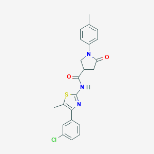 molecular formula C22H20ClN3O2S B271069 N-[4-(3-chlorophenyl)-5-methyl-1,3-thiazol-2-yl]-1-(4-methylphenyl)-5-oxopyrrolidine-3-carboxamide 
