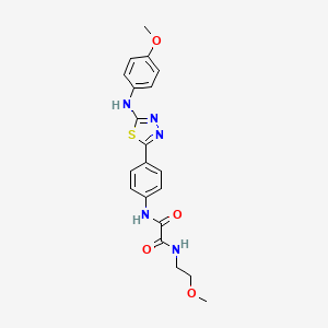 molecular formula C20H21N5O4S B2710695 N-(2-methoxyethyl)-N'-(4-{5-[(4-methoxyphenyl)amino]-1,3,4-thiadiazol-2-yl}phenyl)ethanediamide CAS No. 1021092-97-6
