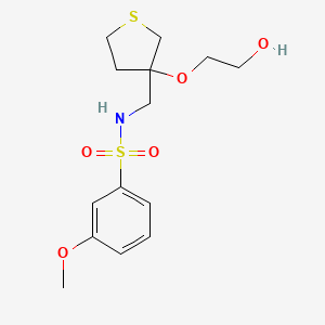 molecular formula C14H21NO5S2 B2710715 N-{[3-(2-hydroxyethoxy)thiolan-3-yl]methyl}-3-methoxybenzene-1-sulfonamide CAS No. 2320209-82-1