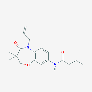 molecular formula C18H24N2O3 B2710718 N-(5-allyl-3,3-dimethyl-4-oxo-2,3,4,5-tetrahydrobenzo[b][1,4]oxazepin-8-yl)butyramide CAS No. 921564-12-7