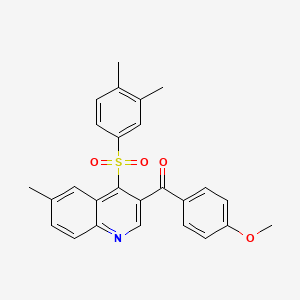 (4-((3,4-Dimethylphenyl)sulfonyl)-6-methylquinolin-3-yl)(4-methoxyphenyl)methanone