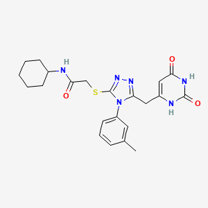 N-cyclohexyl-2-((5-((2,6-dioxo-1,2,3,6-tetrahydropyrimidin-4-yl)methyl)-4-(m-tolyl)-4H-1,2,4-triazol-3-yl)thio)acetamide