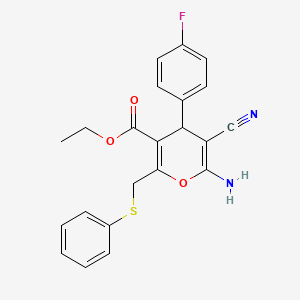 ethyl 6-amino-5-cyano-4-(4-fluorophenyl)-2-[(phenylsulfanyl)methyl]-4H-pyran-3-carboxylate