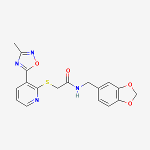 N-(benzo[d][1,3]dioxol-5-ylmethyl)-2-((3-(3-methyl-1,2,4-oxadiazol-5-yl)pyridin-2-yl)thio)acetamide