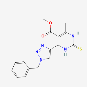 molecular formula C17H19N5O2S B2710758 ethyl 4-(1-benzyl-1H-1,2,3-triazol-4-yl)-6-methyl-2-sulfanylidene-1,2,3,4-tetrahydropyrimidine-5-carboxylate CAS No. 2380010-18-2