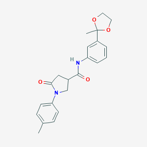 molecular formula C22H24N2O4 B271076 N-[3-(2-methyl-1,3-dioxolan-2-yl)phenyl]-1-(4-methylphenyl)-5-oxopyrrolidine-3-carboxamide 
