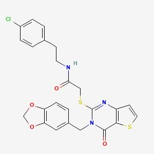 2-({3-[(2H-1,3-benzodioxol-5-yl)methyl]-4-oxo-3H,4H-thieno[3,2-d]pyrimidin-2-yl}sulfanyl)-N-[2-(4-chlorophenyl)ethyl]acetamide