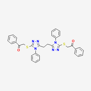 2-[[5-[2-(5-Phenacylsulfanyl-4-phenyl-1,2,4-triazol-3-yl)ethyl]-4-phenyl-1,2,4-triazol-3-yl]sulfanyl]-1-phenylethanone