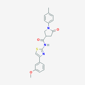 molecular formula C22H21N3O3S B271078 N-[4-(3-methoxyphenyl)-1,3-thiazol-2-yl]-1-(4-methylphenyl)-5-oxopyrrolidine-3-carboxamide 