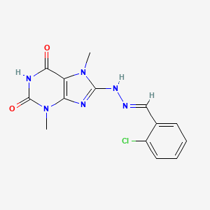 8-[(2E)-2-(2-chlorobenzylidene)hydrazinyl]-6-hydroxy-3,7-dimethyl-3,7-dihydro-2H-purin-2-one