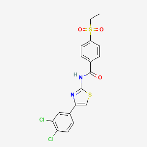 molecular formula C18H14Cl2N2O3S2 B2710792 N-(4-(3,4-dichlorophenyl)thiazol-2-yl)-4-(ethylsulfonyl)benzamide CAS No. 941891-39-0
