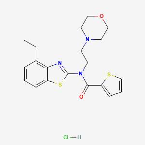 molecular formula C20H24ClN3O2S2 B2710799 N-(4-ethylbenzo[d]thiazol-2-yl)-N-(2-morpholinoethyl)thiophene-2-carboxamide hydrochloride CAS No. 1216695-77-0