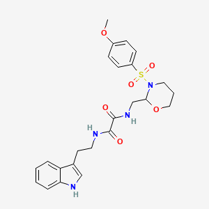 molecular formula C24H28N4O6S B2710805 N1-(2-(1H-indol-3-yl)ethyl)-N2-((3-((4-methoxyphenyl)sulfonyl)-1,3-oxazinan-2-yl)methyl)oxalamide CAS No. 872880-82-5