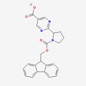 molecular formula C24H21N3O4 B2710813 2-(1-{[(9H-fluoren-9-yl)methoxy]carbonyl}pyrrolidin-2-yl)pyrimidine-5-carboxylic acid CAS No. 2155855-74-4