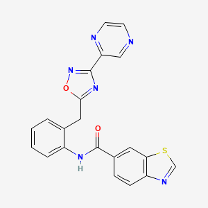 N-(2-((3-(pyrazin-2-yl)-1,2,4-oxadiazol-5-yl)methyl)phenyl)benzo[d]thiazole-6-carboxamide