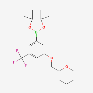 molecular formula C19H26BF3O4 B2710843 3-(Tetrahydropyran-2-yl)methoxy-5-trifluoromethylphenylboronic acid, pinacol ester CAS No. 2096341-86-3