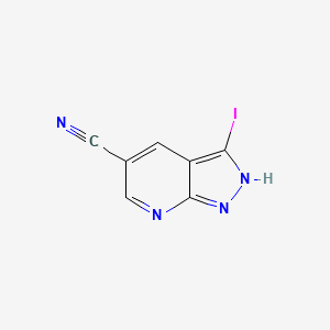molecular formula C7H3IN4 B2710845 3-碘-1H-吡唑并[3,4-b]吡啶-5-碳腈 CAS No. 1638764-68-7
