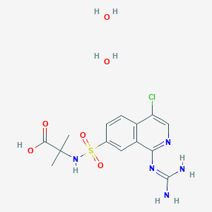 2-[[4-Chloro-1-(diaminomethylideneamino)isoquinolin-7-yl]sulfonylamino]-2-methylpropanoic acid;dihydrate