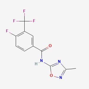 molecular formula C11H7F4N3O2 B2710850 4-fluoro-N-(3-methyl-1,2,4-oxadiazol-5-yl)-3-(trifluoromethyl)benzamide CAS No. 1252277-64-7