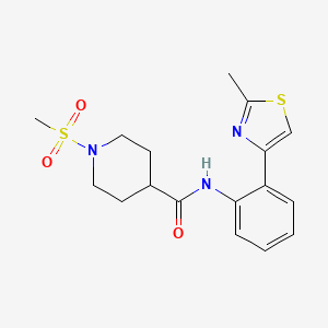 molecular formula C17H21N3O3S2 B2710851 1-(methylsulfonyl)-N-(2-(2-methylthiazol-4-yl)phenyl)piperidine-4-carboxamide CAS No. 1705722-25-3