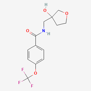 molecular formula C13H14F3NO4 B2710854 N-((3-hydroxytetrahydrofuran-3-yl)methyl)-4-(trifluoromethoxy)benzamide CAS No. 1914266-80-0