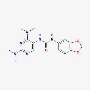 molecular formula C16H20N6O3 B2710872 1-(Benzo[d][1,3]dioxol-5-yl)-3-(2,4-bis(dimethylamino)pyrimidin-5-yl)urea CAS No. 1448134-76-6