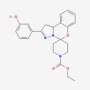 molecular formula C23H25N3O4 B2710873 Ethyl 2-(3-hydroxyphenyl)-1,10b-dihydrospiro[benzo[e]pyrazolo[1,5-c][1,3]oxazine-5,4'-piperidine]-1'-carboxylate CAS No. 899972-12-4