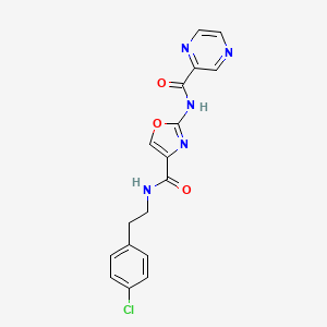 molecular formula C17H14ClN5O3 B2710878 N-(4-氯苯乙基)-2-(吡嗪-2-甲酰氨基)噁唑-4-甲酰胺 CAS No. 1396679-44-9