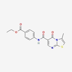 molecular formula C17H15N3O4S B2710881 ethyl 4-(3-methyl-5-oxo-5H-thiazolo[3,2-a]pyrimidine-6-carboxamido)benzoate CAS No. 851945-32-9