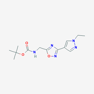 molecular formula C13H19N5O3 B2710884 tert-butyl ((3-(1-ethyl-1H-pyrazol-4-yl)-1,2,4-oxadiazol-5-yl)methyl)carbamate CAS No. 2034153-36-9