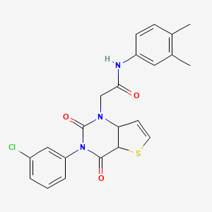 molecular formula C22H18ClN3O3S B2710885 2-[3-(3-chlorophenyl)-2,4-dioxo-1H,2H,3H,4H-thieno[3,2-d]pyrimidin-1-yl]-N-(3,4-dimethylphenyl)acetamide CAS No. 1260999-15-2