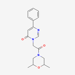 molecular formula C18H21N3O3 B2710887 3-(2-(2,6-dimethylmorpholino)-2-oxoethyl)-6-phenylpyrimidin-4(3H)-one CAS No. 1210474-29-5