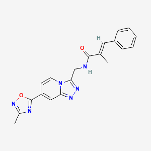 molecular formula C20H18N6O2 B2710888 (2E)-2-Methyl-N-{[7-(3-methyl-1,2,4-oxadiazol-5-YL)-[1,2,4]triazolo[4,3-A]pyridin-3-YL]methyl}-3-phenylprop-2-enamide CAS No. 1776051-43-4