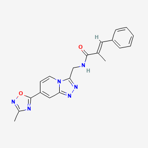 molecular formula C20H18N6O2 B2710888 (E)-2-methyl-N-{[7-(3-methyl-1,2,4-oxadiazol-5-yl)[1,2,4]triazolo[4,3-a]pyridin-3-yl]methyl}-3-phenyl-2-propenamide CAS No. 1776051-43-4