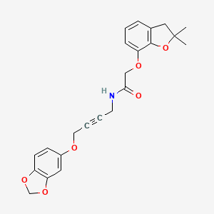molecular formula C23H23NO6 B2710890 N-(4-(benzo[d][1,3]dioxol-5-yloxy)but-2-yn-1-yl)-2-((2,2-dimethyl-2,3-dihydrobenzofuran-7-yl)oxy)acetamide CAS No. 1448064-22-9