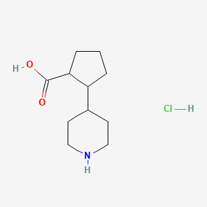 molecular formula C11H20ClNO2 B2710894 2-Piperidin-4-ylcyclopentane-1-carboxylic acid;hydrochloride CAS No. 2247103-01-9