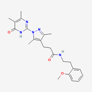 molecular formula C23H29N5O3 B2710903 3-(1-(4,5-dimethyl-6-oxo-1,6-dihydropyrimidin-2-yl)-3,5-dimethyl-1H-pyrazol-4-yl)-N-(2-methoxyphenethyl)propanamide CAS No. 1172884-31-9