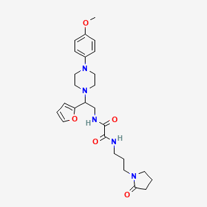 molecular formula C26H35N5O5 B2710905 N1-(2-(furan-2-yl)-2-(4-(4-methoxyphenyl)piperazin-1-yl)ethyl)-N2-(3-(2-oxopyrrolidin-1-yl)propyl)oxalamide CAS No. 877647-62-6