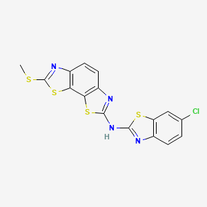 molecular formula C16H9ClN4S4 B2710907 N-(6-chloro-1,3-benzothiazol-2-yl)-2-methylsulfanyl-[1,3]thiazolo[4,5-g][1,3]benzothiazol-7-amine CAS No. 862976-49-6