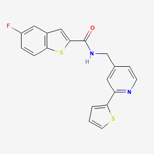 molecular formula C19H13FN2OS2 B2710911 5-氟代-N-((2-(噻吩-2-基)吡啶-4-基)甲基)苯并[1,2-d]噻吩-2-甲酰胺 CAS No. 2034545-96-3