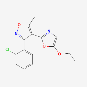 molecular formula C15H13ClN2O3 B2710913 3-(2-Chlorophenyl)-4-(5-ethoxy-1,3-oxazol-2-yl)-5-methyl-1,2-oxazole CAS No. 338965-30-3