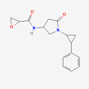 molecular formula C16H18N2O3 B2710917 N-[5-Oxo-1-(2-phenylcyclopropyl)pyrrolidin-3-yl]oxirane-2-carboxamide CAS No. 2418662-67-4