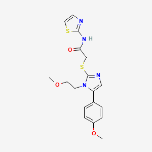 2-((1-(2-methoxyethyl)-5-(4-methoxyphenyl)-1H-imidazol-2-yl)thio)-N-(thiazol-2-yl)acetamide
