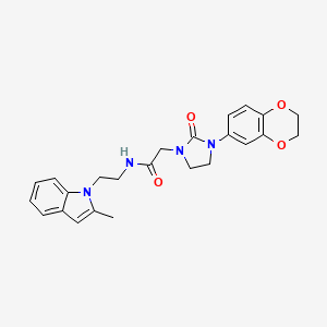 2-(3-(2,3-dihydrobenzo[b][1,4]dioxin-6-yl)-2-oxoimidazolidin-1-yl)-N-(2-(2-methyl-1H-indol-1-yl)ethyl)acetamide