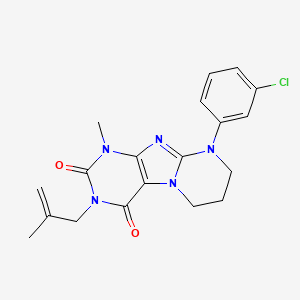 molecular formula C19H20ClN5O2 B2710937 9-(3-chlorophenyl)-1-methyl-3-(2-methylprop-2-en-1-yl)-1H,2H,3H,4H,6H,7H,8H,9H-pyrimido[1,2-g]purine-2,4-dione CAS No. 876899-98-8