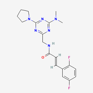 molecular formula C19H22F2N6O B2710961 (E)-3-(2,5-difluorophenyl)-N-((4-(dimethylamino)-6-(pyrrolidin-1-yl)-1,3,5-triazin-2-yl)methyl)acrylamide CAS No. 2035000-36-1