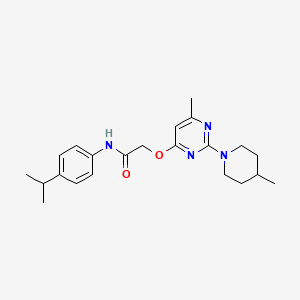 molecular formula C22H30N4O2 B2710964 2-{[6-methyl-2-(4-methylpiperidin-1-yl)pyrimidin-4-yl]oxy}-N-[4-(propan-2-yl)phenyl]acetamide CAS No. 1226458-45-2