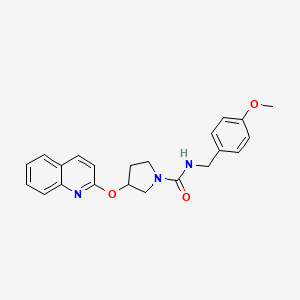 molecular formula C22H23N3O3 B2710966 N-(4-methoxybenzyl)-3-(quinolin-2-yloxy)pyrrolidine-1-carboxamide CAS No. 2034616-58-3
